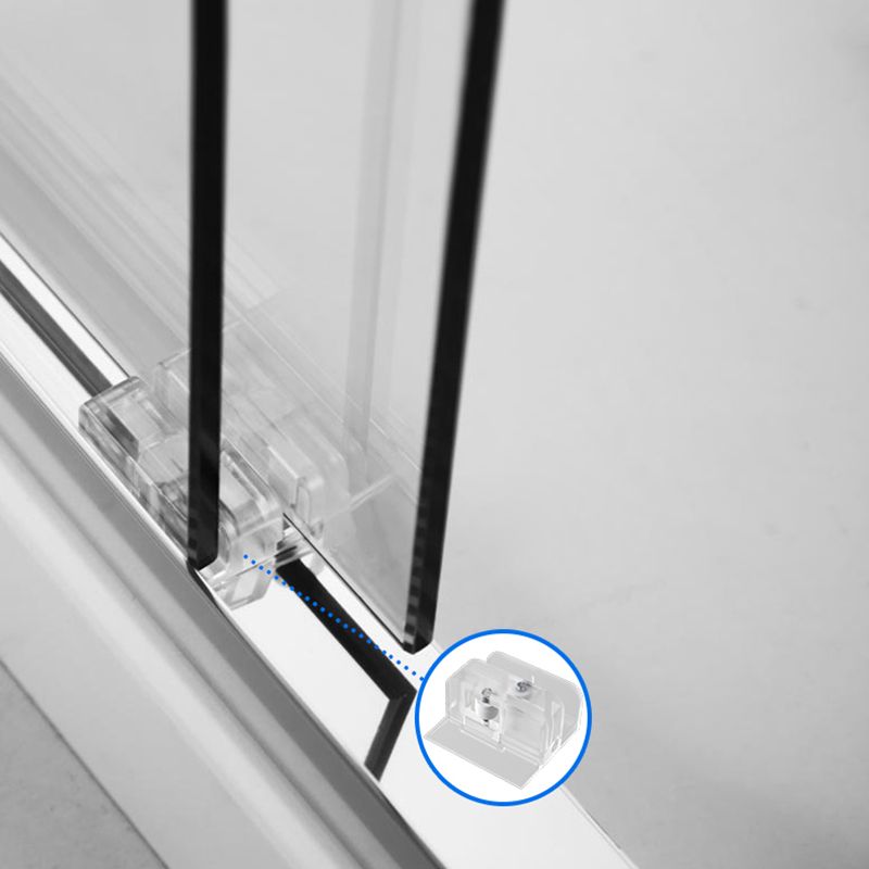 Semi Frameless Black Shower Door Double Sliding Clear Shower Doors Clearhalo 'Bathroom Remodel & Bathroom Fixtures' 'Home Improvement' 'home_improvement' 'home_improvement_shower_tub_doors' 'Shower and Tub Doors' 'shower_tub_doors' 'Showers & Bathtubs' 1200x1200_fa99d82a-de73-417a-96b6-5a401d2c2e5c