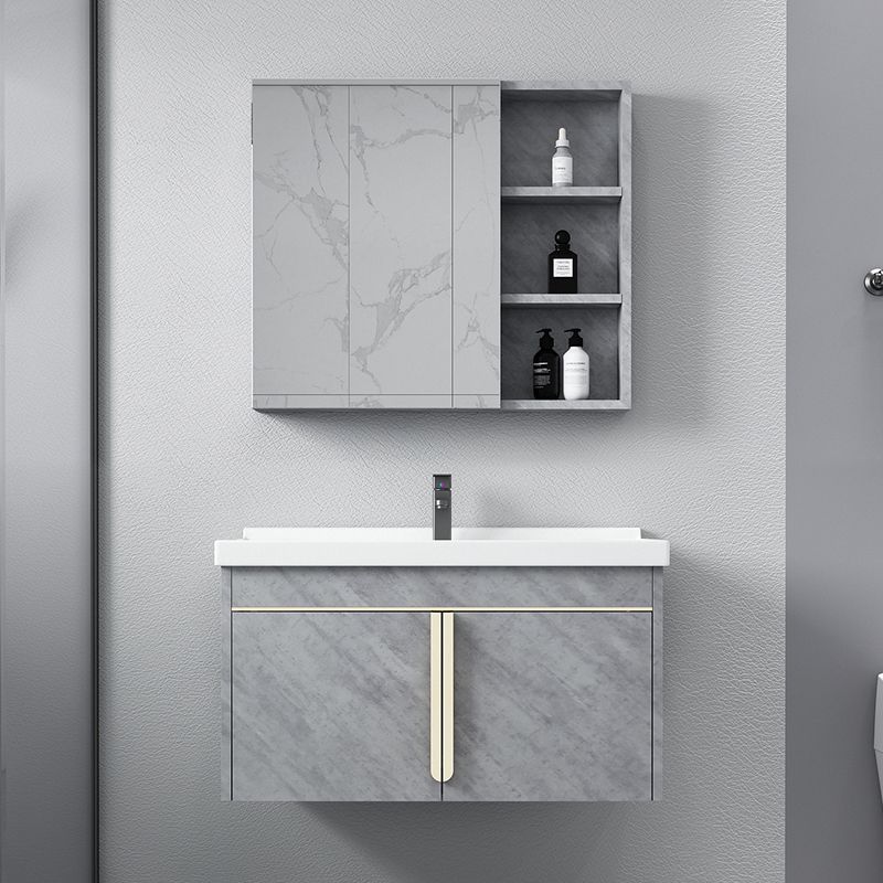 Contemporary Sink Vanity Mirror Cabinet Wall Mount Vanity Cabinet with Storage Shelving Clearhalo 'Bathroom Remodel & Bathroom Fixtures' 'Bathroom Vanities' 'bathroom_vanities' 'Home Improvement' 'home_improvement' 'home_improvement_bathroom_vanities' 1200x1200_faca7941-b92a-4e38-8a68-33c675275466