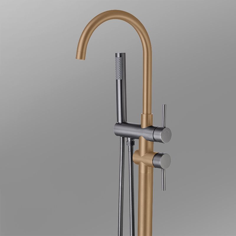 Floor Mounted Metal Freestanding Tub Filler High Arc Freestanding Faucet with Hose Clearhalo 'Bathroom Remodel & Bathroom Fixtures' 'Bathtub Faucets' 'bathtub_faucets' 'Home Improvement' 'home_improvement' 'home_improvement_bathtub_faucets' 1200x1200_fad36119-1551-4acd-bb7c-0d1d2b46d45c