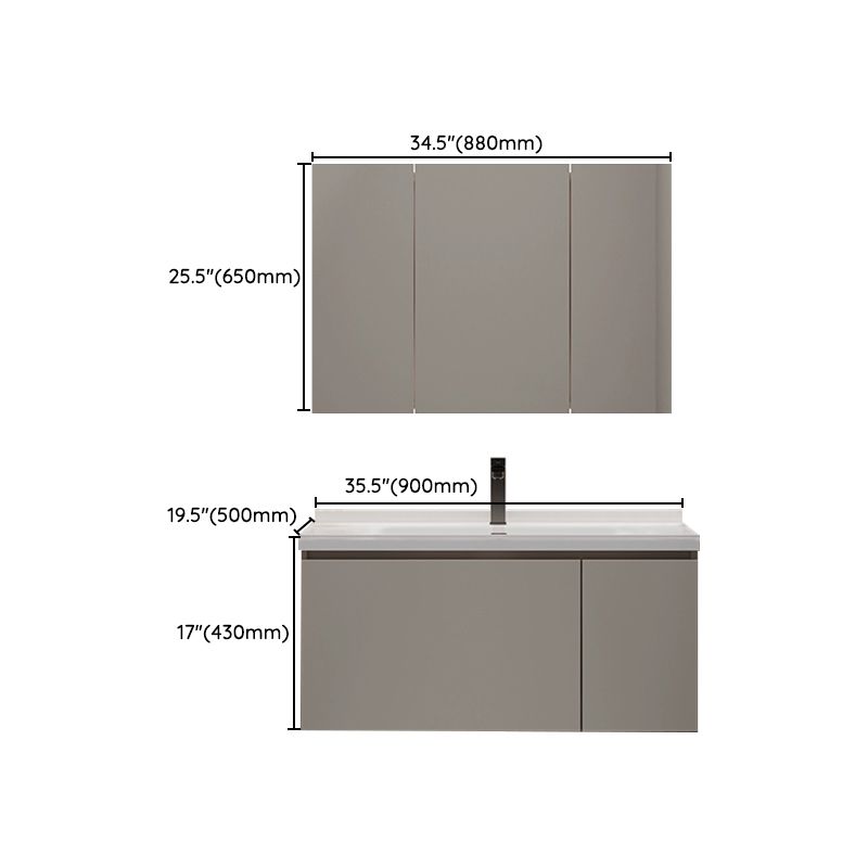 Single-Sink Grey Wall Mount Wood Modern Open Console with Sink Set Clearhalo 'Bathroom Remodel & Bathroom Fixtures' 'Bathroom Vanities' 'bathroom_vanities' 'Home Improvement' 'home_improvement' 'home_improvement_bathroom_vanities' 1200x1200_fafe998f-fc6a-4cd6-8431-1f0a94190ce2