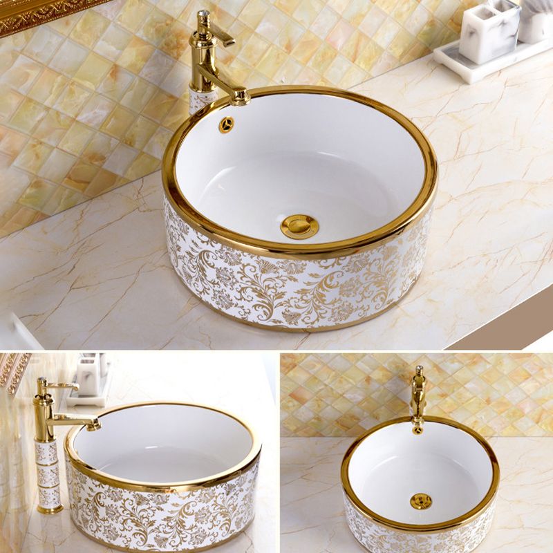 Traditional Vessel Sink Porcelain with Pop-Up Drain and Faucet Vessel Lavatory Sink Clearhalo 'Bathroom Remodel & Bathroom Fixtures' 'Bathroom Sinks & Faucet Components' 'Bathroom Sinks' 'bathroom_sink' 'Home Improvement' 'home_improvement' 'home_improvement_bathroom_sink' 1200x1200_faff5486-672e-484d-a8c8-3c242110f616