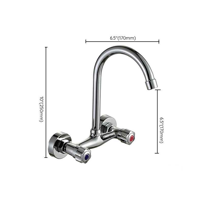 Contemporary Two Handles Kitchen Faucet Pull-down Metal Wall-mounted Faucet Clearhalo 'Home Improvement' 'home_improvement' 'home_improvement_kitchen_faucets' 'Kitchen Faucets' 'Kitchen Remodel & Kitchen Fixtures' 'Kitchen Sinks & Faucet Components' 'kitchen_faucets' 1200x1200_fb132cf4-5ce6-42e3-8832-110e63c0eff1