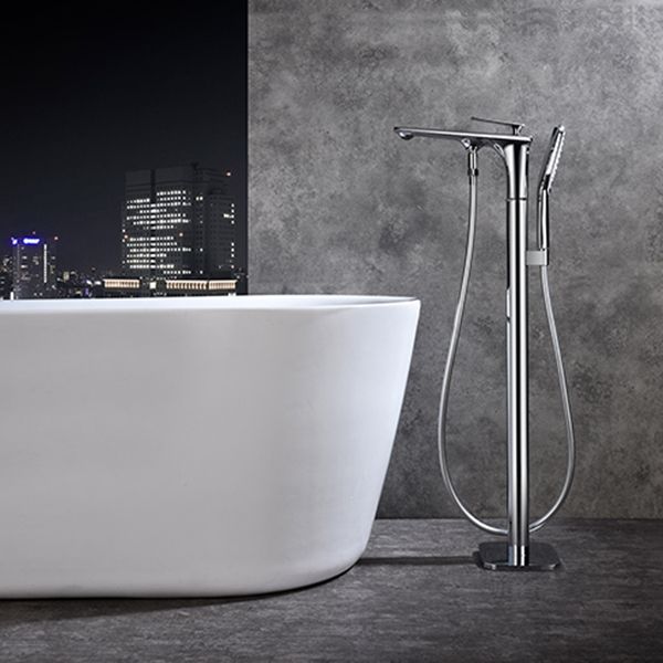 Traditional Floor Mounted Metal Freestanding Tub Filler Swivel Tub Filler Trim Clearhalo 'Bathroom Remodel & Bathroom Fixtures' 'Bathtub Faucets' 'bathtub_faucets' 'Home Improvement' 'home_improvement' 'home_improvement_bathtub_faucets' 1200x1200_fb1a51ec-c2b9-4ee4-bf6f-33e9f743859f