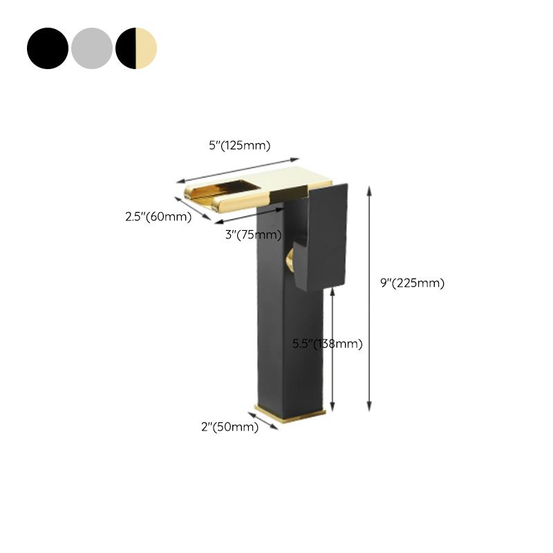 Modern Waterfall Spout Sink Faucet with Led Brass Lavatory Faucet Clearhalo 'Bathroom Remodel & Bathroom Fixtures' 'Bathroom Sink Faucets' 'Bathroom Sinks & Faucet Components' 'bathroom_sink_faucets' 'Home Improvement' 'home_improvement' 'home_improvement_bathroom_sink_faucets' 1200x1200_fb1c3bf4-b50e-4d67-8374-5e679faab43f