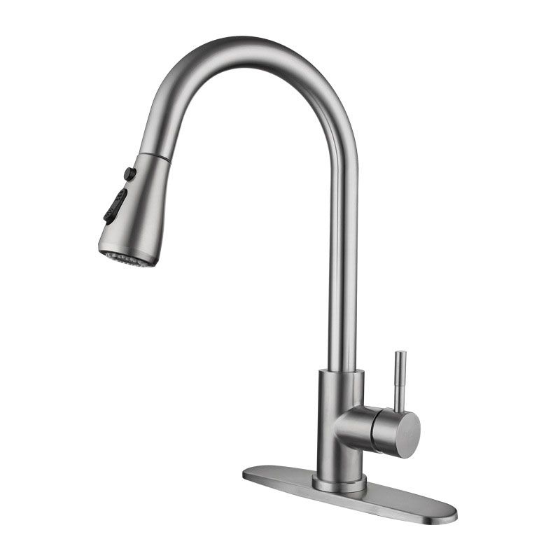 High Arch Standard Kitchen Faucet Lead Free Swivel Spout with Pull Out Sprayer Clearhalo 'Home Improvement' 'home_improvement' 'home_improvement_kitchen_faucets' 'Kitchen Faucets' 'Kitchen Remodel & Kitchen Fixtures' 'Kitchen Sinks & Faucet Components' 'kitchen_faucets' 1200x1200_fb259871-306b-4199-a175-c307f4b11256