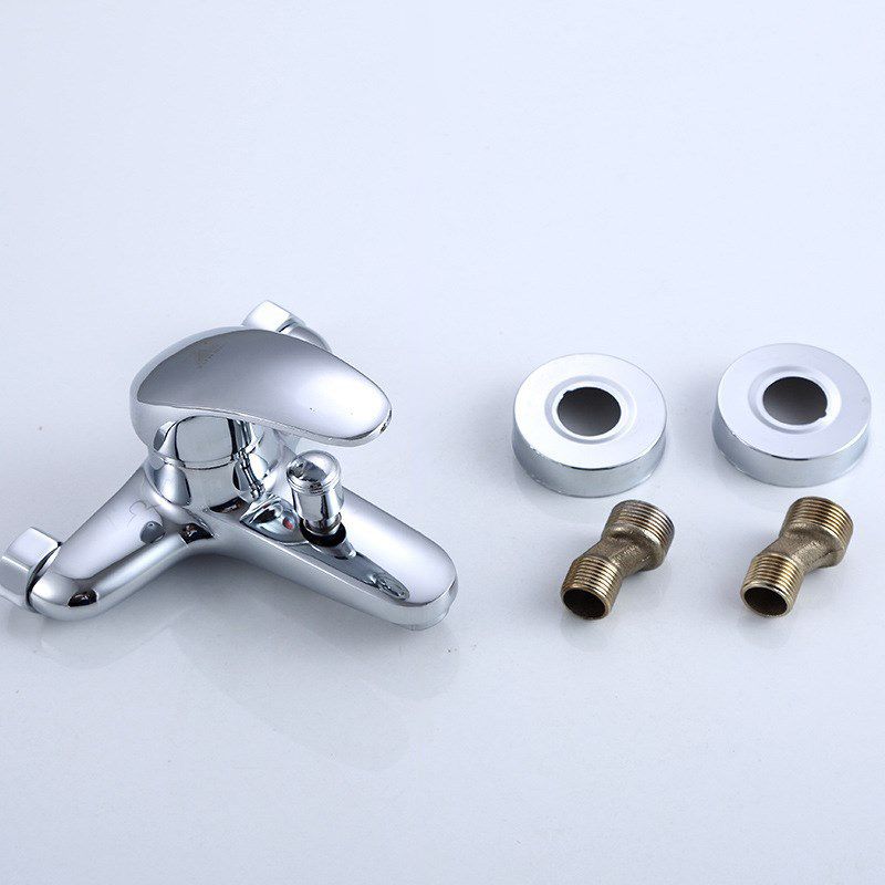 Modern Silver Tub Spout One Handle and Two Hole Brass Wall Mounted Faucet Clearhalo 'Bathroom Remodel & Bathroom Fixtures' 'Bathtub Faucets' 'bathtub_faucets' 'Home Improvement' 'home_improvement' 'home_improvement_bathtub_faucets' 1200x1200_fb28d74e-4c0a-411b-9aca-72ebeb65ab21