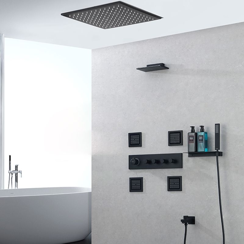 Modern Shower Faucet Adjustable Water Flow Rain Shower Head Shower System in Black Clearhalo 'Bathroom Remodel & Bathroom Fixtures' 'Home Improvement' 'home_improvement' 'home_improvement_shower_faucets' 'Shower Faucets & Systems' 'shower_faucets' 'Showers & Bathtubs Plumbing' 'Showers & Bathtubs' 1200x1200_fb31e7e6-1bb5-4b25-af50-a1e53df9b640