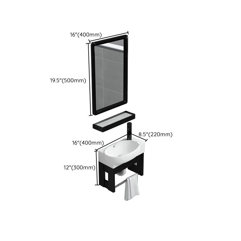 Black Bath Vanity Rectangular Single Sink Wall Mounted Metal Frame Bathroom Vanity Clearhalo 'Bathroom Remodel & Bathroom Fixtures' 'Bathroom Vanities' 'bathroom_vanities' 'Home Improvement' 'home_improvement' 'home_improvement_bathroom_vanities' 1200x1200_fb371ced-56a0-479c-91ed-b86871221514