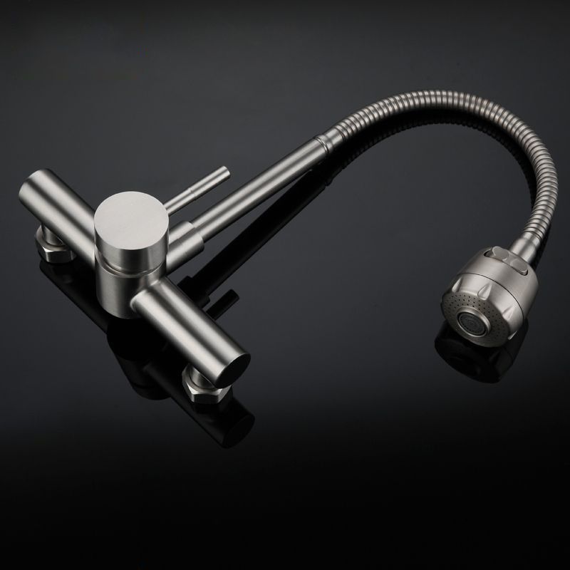 304 Stainless Steel Kitchen Faucet High Arch with Sprayer Bridge Faucets Clearhalo 'Home Improvement' 'home_improvement' 'home_improvement_kitchen_faucets' 'Kitchen Faucets' 'Kitchen Remodel & Kitchen Fixtures' 'Kitchen Sinks & Faucet Components' 'kitchen_faucets' 1200x1200_fb3915d7-46a5-4a04-8709-517b6f5cb9f2