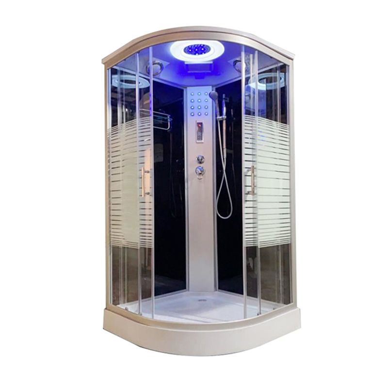 Framed Double Sliding Shower Stall Rounded Striped Shower Kit Clearhalo 'Bathroom Remodel & Bathroom Fixtures' 'Home Improvement' 'home_improvement' 'home_improvement_shower_stalls_enclosures' 'Shower Stalls & Enclosures' 'shower_stalls_enclosures' 'Showers & Bathtubs' 1200x1200_fb4b38e7-c98d-4ce2-a032-df9c69b6e7de