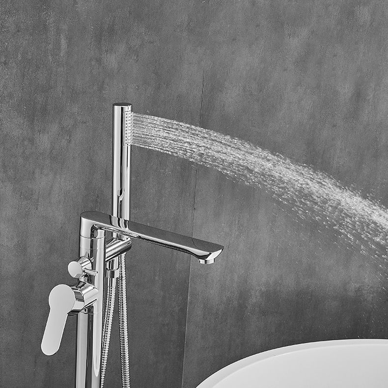 Floor Mounted Freestanding Tub Filler One Hold Metal Freestanding Tub Filler Trim Clearhalo 'Bathroom Remodel & Bathroom Fixtures' 'Bathtub Faucets' 'bathtub_faucets' 'Home Improvement' 'home_improvement' 'home_improvement_bathtub_faucets' 1200x1200_fb7efeb9-13f6-47f9-b89e-45bb4b0b6996