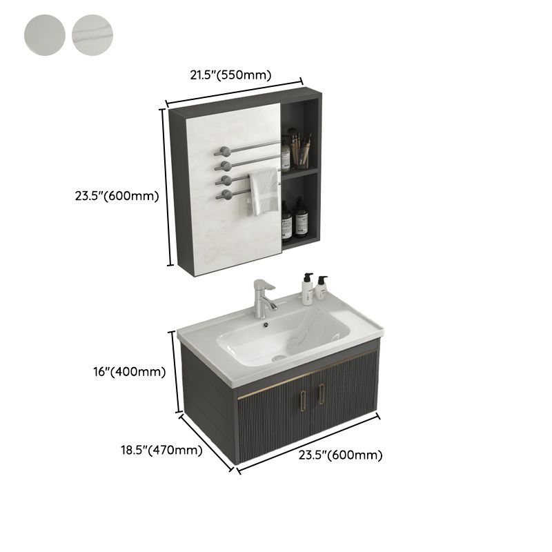 Glam Vanity Single Sink Wall Mounted 2 Doors Metal Frame Rectangular Vanity with Mirror Clearhalo 'Bathroom Remodel & Bathroom Fixtures' 'Bathroom Vanities' 'bathroom_vanities' 'Home Improvement' 'home_improvement' 'home_improvement_bathroom_vanities' 1200x1200_fb8bbd4b-7f55-4feb-a068-c591a6194c2d