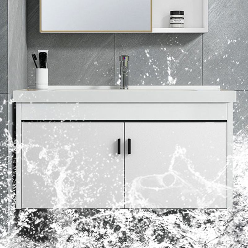 Contemporary Sink Vanity Solid Color Mirror Cabinet Space Saver Vanity for Bathroom Clearhalo 'Bathroom Remodel & Bathroom Fixtures' 'Bathroom Vanities' 'bathroom_vanities' 'Home Improvement' 'home_improvement' 'home_improvement_bathroom_vanities' 1200x1200_fba0e692-270f-45b0-b0a8-447cf1b0ab9b
