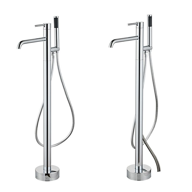 Modern Floor Mounted Metal Freestanding Tub Filler One Handle Freestanding Tub Filler Trim Clearhalo 'Bathroom Remodel & Bathroom Fixtures' 'Bathtub Faucets' 'bathtub_faucets' 'Home Improvement' 'home_improvement' 'home_improvement_bathtub_faucets' 1200x1200_fba125c9-c870-4bff-8030-1a5fe085fe8f