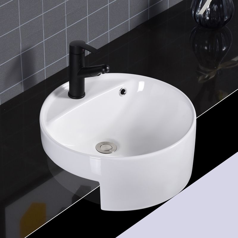 Modern Semi-Recessed Vessel Porcelain with Overflow And Drain Assembly Bathroom Sink Clearhalo 'Bathroom Remodel & Bathroom Fixtures' 'Bathroom Sinks & Faucet Components' 'Bathroom Sinks' 'bathroom_sink' 'Home Improvement' 'home_improvement' 'home_improvement_bathroom_sink' 1200x1200_fba37b8d-bde0-4a96-bc81-c1e51d19f3fc
