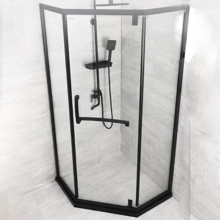 Black Frame Stainless Steel Shower Enclosure Tempered Glass Shower Kit Clearhalo 'Bathroom Remodel & Bathroom Fixtures' 'Home Improvement' 'home_improvement' 'home_improvement_shower_stalls_enclosures' 'Shower Stalls & Enclosures' 'shower_stalls_enclosures' 'Showers & Bathtubs' 1200x1200_fba501f8-9b39-4e8a-b71c-68cf54438820
