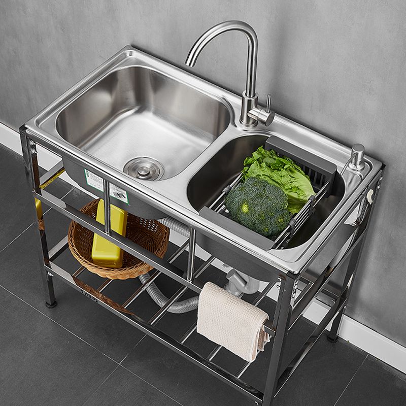 Modern Style Kitchen Sink Stainless Steel All-in-one Kitchen Sink with Frame Clearhalo 'Home Improvement' 'home_improvement' 'home_improvement_kitchen_sinks' 'Kitchen Remodel & Kitchen Fixtures' 'Kitchen Sinks & Faucet Components' 'Kitchen Sinks' 'kitchen_sinks' 1200x1200_fbdd8f74-954d-410a-8755-e5e2cf451e8c