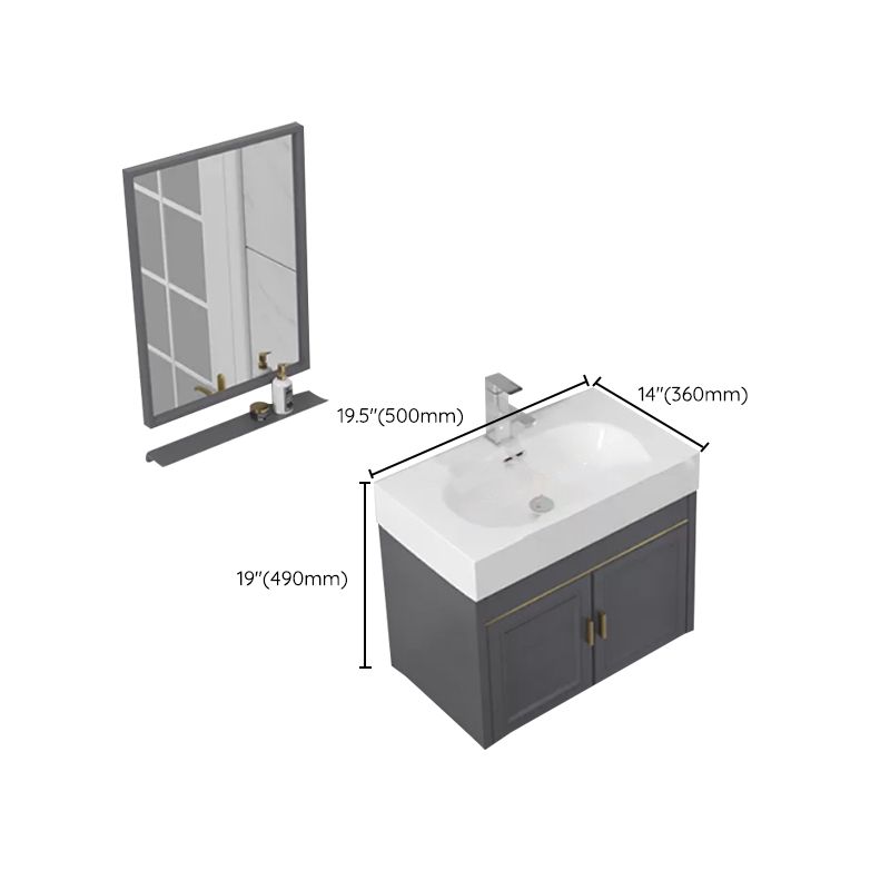 Modern Single Bath Vanity Wall Mount Ceramic Top Bathroom Vanity Clearhalo 'Bathroom Remodel & Bathroom Fixtures' 'Bathroom Vanities' 'bathroom_vanities' 'Home Improvement' 'home_improvement' 'home_improvement_bathroom_vanities' 1200x1200_fbfd3902-4490-4f57-8f89-4b4bb6030f61