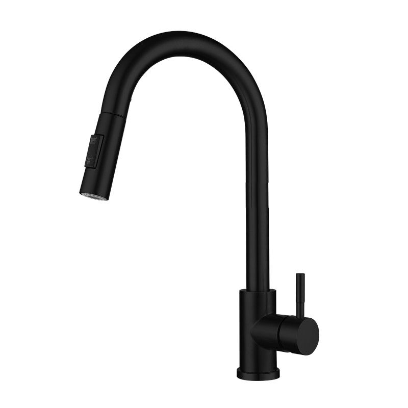 Pull Down Sprayer Bar Kitchen 1-Hole Kitchen Faucet with Supply Lines Clearhalo 'Home Improvement' 'home_improvement' 'home_improvement_kitchen_faucets' 'Kitchen Faucets' 'Kitchen Remodel & Kitchen Fixtures' 'Kitchen Sinks & Faucet Components' 'kitchen_faucets' 1200x1200_fc05fcf8-b84d-4474-8bda-28e75877fc61