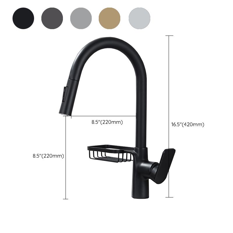 Pull Down Water Filler Single Handle Kitchen Faucet with Soap Basket Clearhalo 'Home Improvement' 'home_improvement' 'home_improvement_kitchen_faucets' 'Kitchen Faucets' 'Kitchen Remodel & Kitchen Fixtures' 'Kitchen Sinks & Faucet Components' 'kitchen_faucets' 1200x1200_fc3ada74-c3f5-4701-800b-60651db831ca