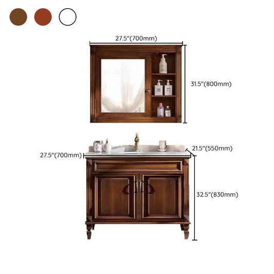 2 Doors Vanity Wood Frame Mirror Freestanding Oval Single Sink Drawers Bath Vanity Clearhalo 'Bathroom Remodel & Bathroom Fixtures' 'Bathroom Vanities' 'bathroom_vanities' 'Home Improvement' 'home_improvement' 'home_improvement_bathroom_vanities' 1200x1200_fc56062f-b4bd-48cf-9bd6-d13081cf9fb3