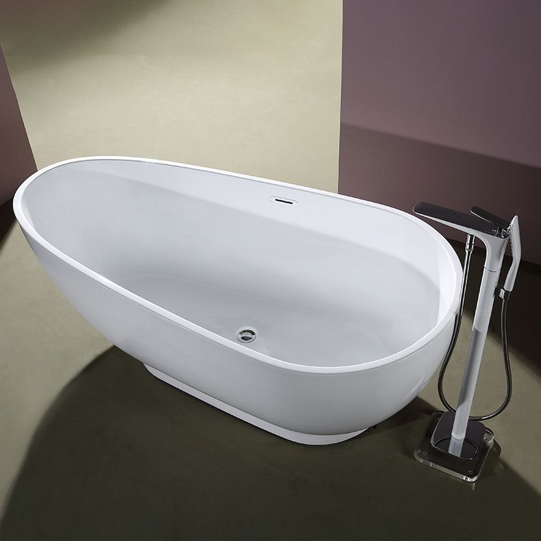 Modern Oval Bath White Acrylic Soaking Freestanding Back to Wall Bathtub Clearhalo 'Bathroom Remodel & Bathroom Fixtures' 'Bathtubs' 'Home Improvement' 'home_improvement' 'home_improvement_bathtubs' 'Showers & Bathtubs' 1200x1200_fc6256a6-df3b-49cd-846d-963d03626223