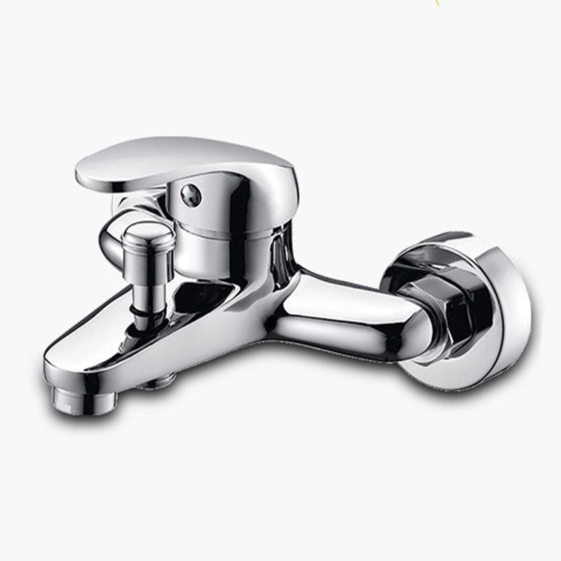 Modern Silver Tub Spout One Handle and Two Hole Brass Wall Mounted Faucet Clearhalo 'Bathroom Remodel & Bathroom Fixtures' 'Bathtub Faucets' 'bathtub_faucets' 'Home Improvement' 'home_improvement' 'home_improvement_bathtub_faucets' 1200x1200_fc71de19-a5bc-440c-814e-db0122bb4778