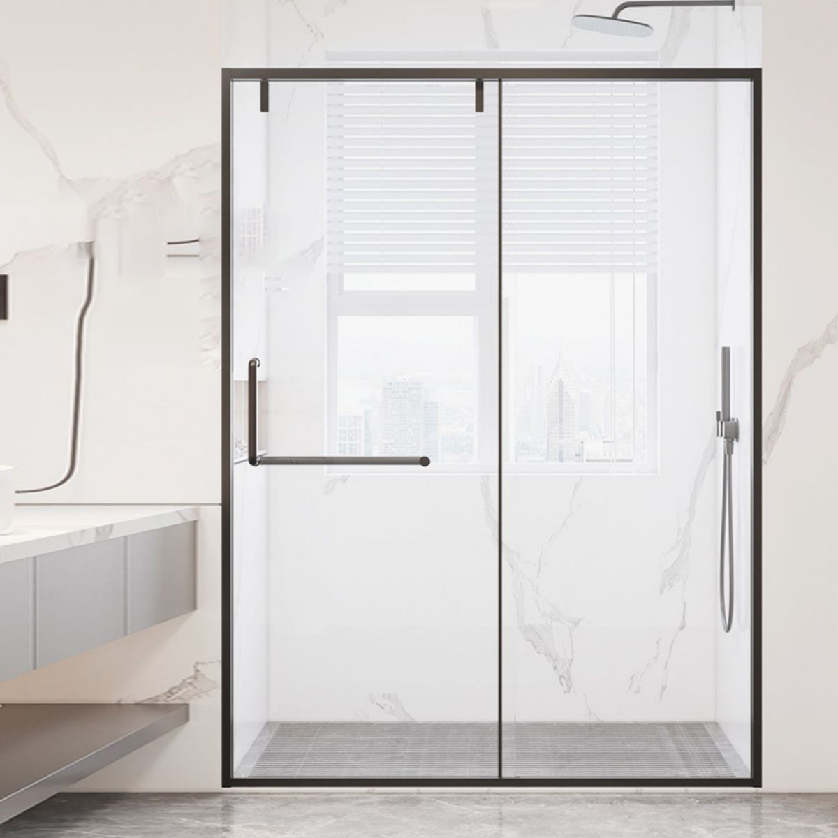 Transparent Tempered Shower Bath Door Semi Frameless Shower Doors Clearhalo 'Bathroom Remodel & Bathroom Fixtures' 'Home Improvement' 'home_improvement' 'home_improvement_shower_tub_doors' 'Shower and Tub Doors' 'shower_tub_doors' 'Showers & Bathtubs' 1200x1200_fc78b8c5-9554-4773-9de9-1c472daf9a48