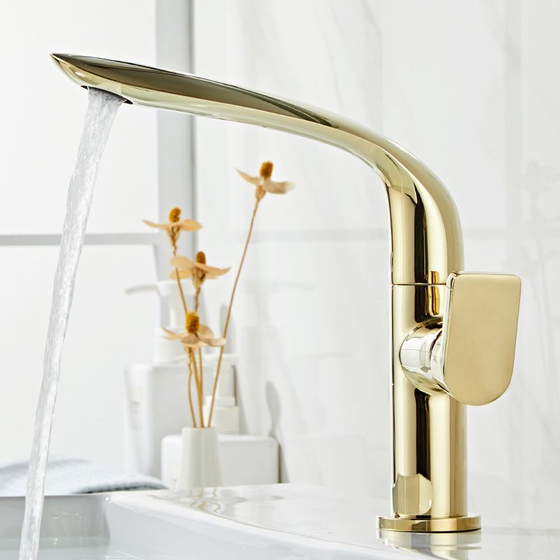 Glam Brass Bathroom Sink Faucet with 1-Handle Lavatory Faucet Clearhalo 'Bathroom Remodel & Bathroom Fixtures' 'Bathroom Sink Faucets' 'Bathroom Sinks & Faucet Components' 'bathroom_sink_faucets' 'Home Improvement' 'home_improvement' 'home_improvement_bathroom_sink_faucets' 1200x1200_fc844202-78bb-4a2f-b32d-92a385f6174f