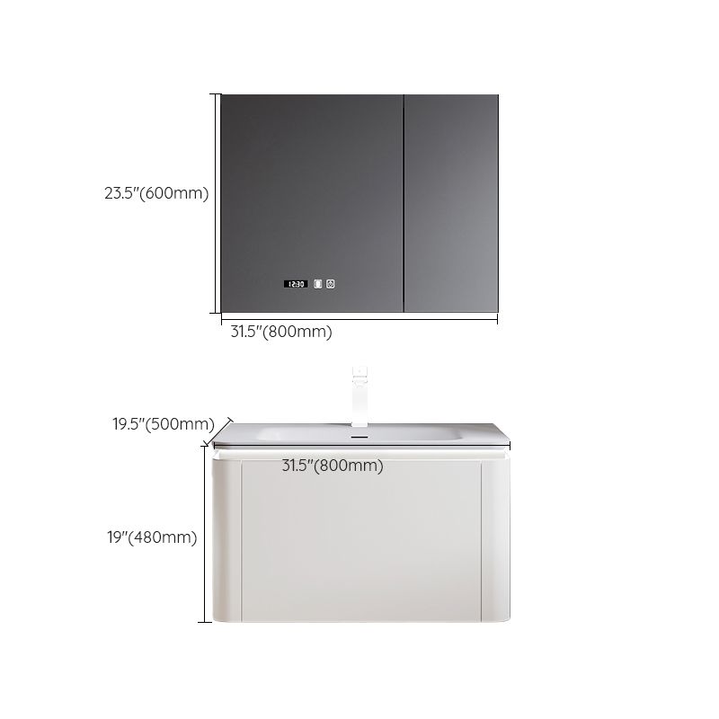 Wood Frame Vanity Rectangular Single Sink Mirror Wall-Mounted White Bathroom Vanity Clearhalo 'Bathroom Remodel & Bathroom Fixtures' 'Bathroom Vanities' 'bathroom_vanities' 'Home Improvement' 'home_improvement' 'home_improvement_bathroom_vanities' 1200x1200_fc8a1a46-cb75-4e45-8b7a-f8c0ebd7e710