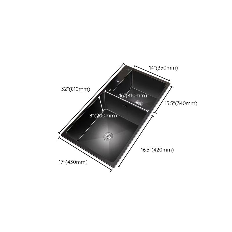 Stainless Steel Double Basin Sink Drop-In Kitchen Sink with Drain Assembly Clearhalo 'Home Improvement' 'home_improvement' 'home_improvement_kitchen_sinks' 'Kitchen Remodel & Kitchen Fixtures' 'Kitchen Sinks & Faucet Components' 'Kitchen Sinks' 'kitchen_sinks' 1200x1200_fc8cc43c-cada-4472-8f12-4a5f4036ffd4