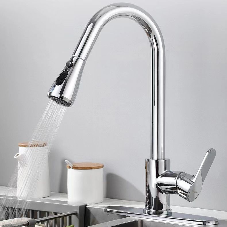 Pulldown Sprayer Bar Prep Kitchen Faucet Contemporary Bridge Faucet Clearhalo 'Home Improvement' 'home_improvement' 'home_improvement_kitchen_faucets' 'Kitchen Faucets' 'Kitchen Remodel & Kitchen Fixtures' 'Kitchen Sinks & Faucet Components' 'kitchen_faucets' 1200x1200_fc95b10c-d2f6-4e98-a42b-31416c430487