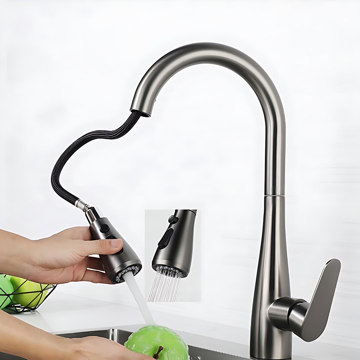 Modern Pot Filler Stainless Steel Pull down Faucet Swivel Spout Kitchen ...