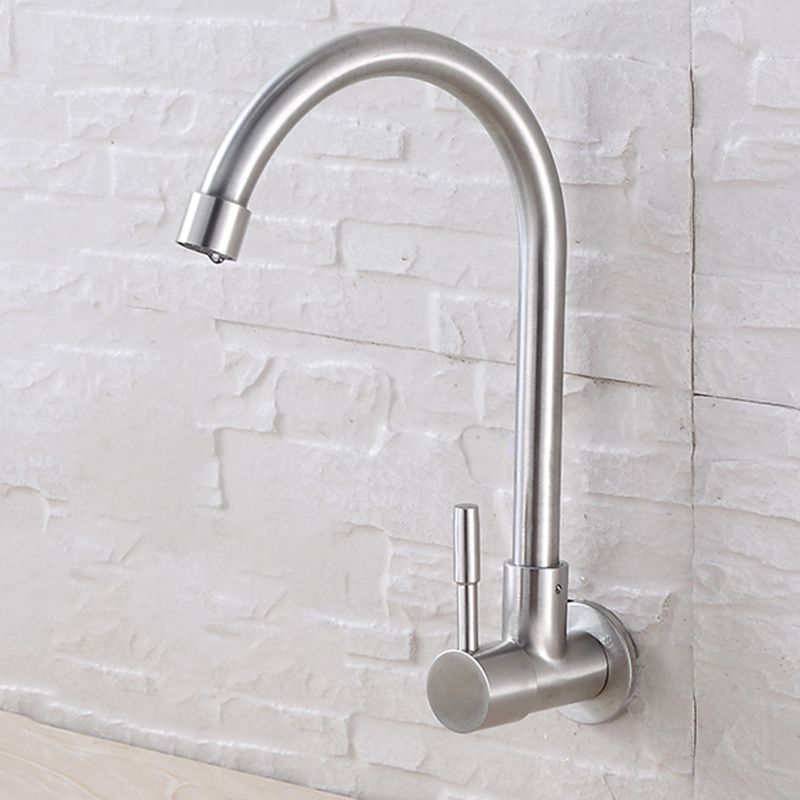 Contemporary Single Handle Bar Faucet Pull-down Wall-mounted Faucet in Chrome Clearhalo 'Home Improvement' 'home_improvement' 'home_improvement_kitchen_faucets' 'Kitchen Faucets' 'Kitchen Remodel & Kitchen Fixtures' 'Kitchen Sinks & Faucet Components' 'kitchen_faucets' 1200x1200_fca5129d-95ef-4b0d-a8ab-2e3772dcffc4