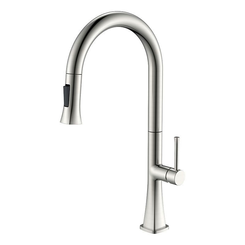Contemporary One Handle Kitchen Faucet Pull Down 1-Hold Bar Faucet with Pull Out Sprayer Clearhalo 'Home Improvement' 'home_improvement' 'home_improvement_kitchen_faucets' 'Kitchen Faucets' 'Kitchen Remodel & Kitchen Fixtures' 'Kitchen Sinks & Faucet Components' 'kitchen_faucets' 1200x1200_fcb37a38-15c8-4262-b4a9-218384024af8