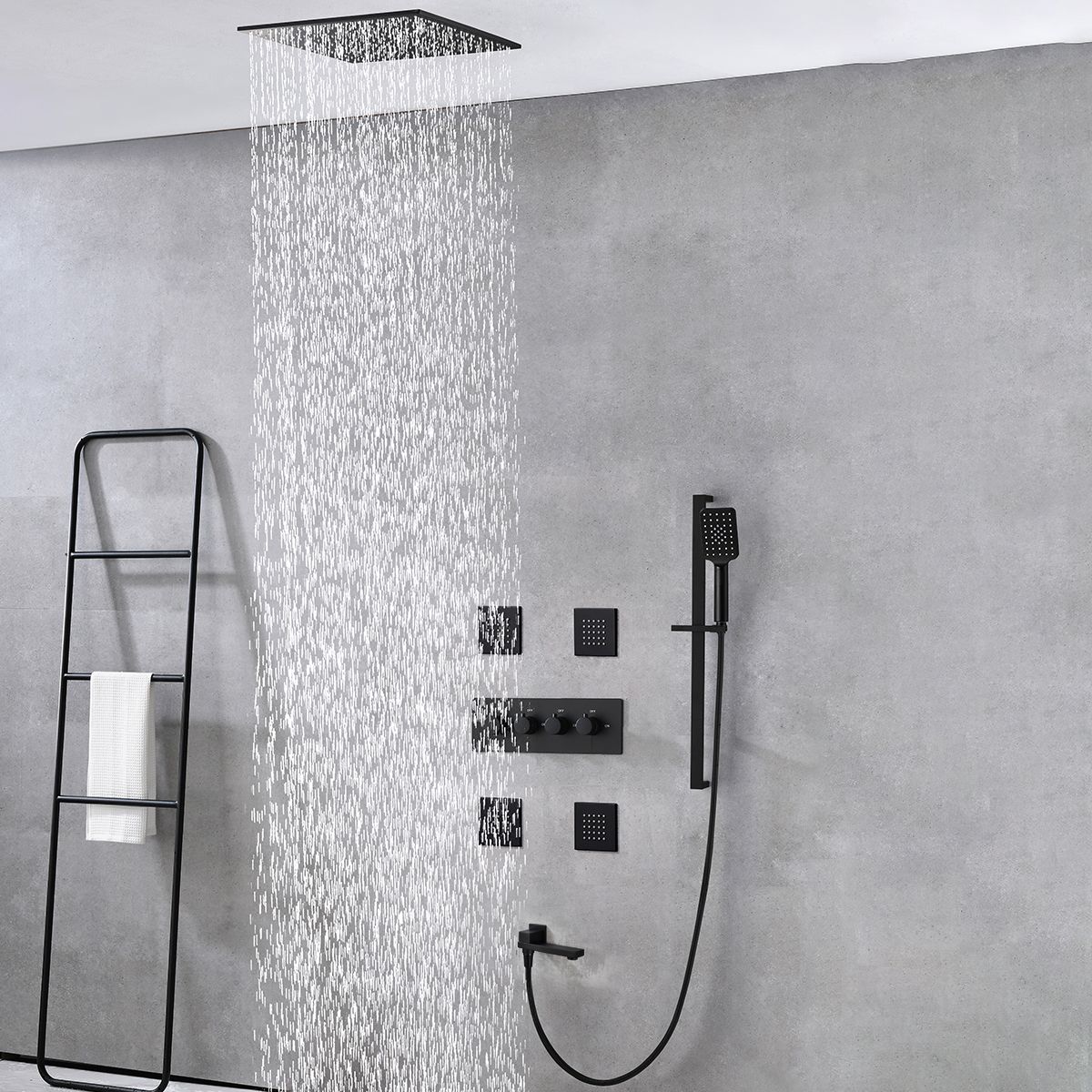 Modern Shower Trim Brass Slide Bar Included Adjustable Shower Head Shower Combo Clearhalo 'Bathroom Remodel & Bathroom Fixtures' 'Home Improvement' 'home_improvement' 'home_improvement_shower_faucets' 'Shower Faucets & Systems' 'shower_faucets' 'Showers & Bathtubs Plumbing' 'Showers & Bathtubs' 1200x1200_fcb6213c-4e87-48bf-b555-2deaca179614