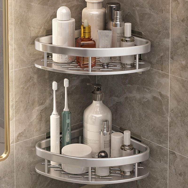 Silver/Black Bath Hardware Set Modern 1/2/3 - Piece Bath Shelf Clearhalo 'Bathroom Hardware Sets' 'Bathroom Hardware' 'Bathroom Remodel & Bathroom Fixtures' 'bathroom_hardware_sets' 'Home Improvement' 'home_improvement' 'home_improvement_bathroom_hardware_sets' 1200x1200_fcbbb2e0-966f-403d-b2e4-655e891363c8