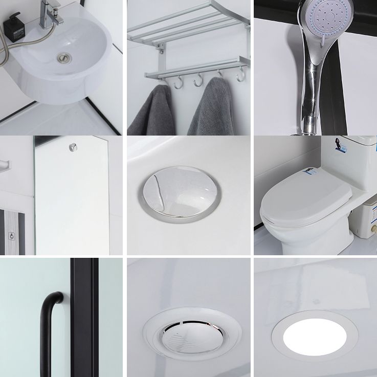 Black Framed Shower Stall with White Base Tempered Glass Shower Stall Clearhalo 'Bathroom Remodel & Bathroom Fixtures' 'Home Improvement' 'home_improvement' 'home_improvement_shower_stalls_enclosures' 'Shower Stalls & Enclosures' 'shower_stalls_enclosures' 'Showers & Bathtubs' 1200x1200_fcd3ea22-4d2a-4cd8-995d-d30f8dc299f3