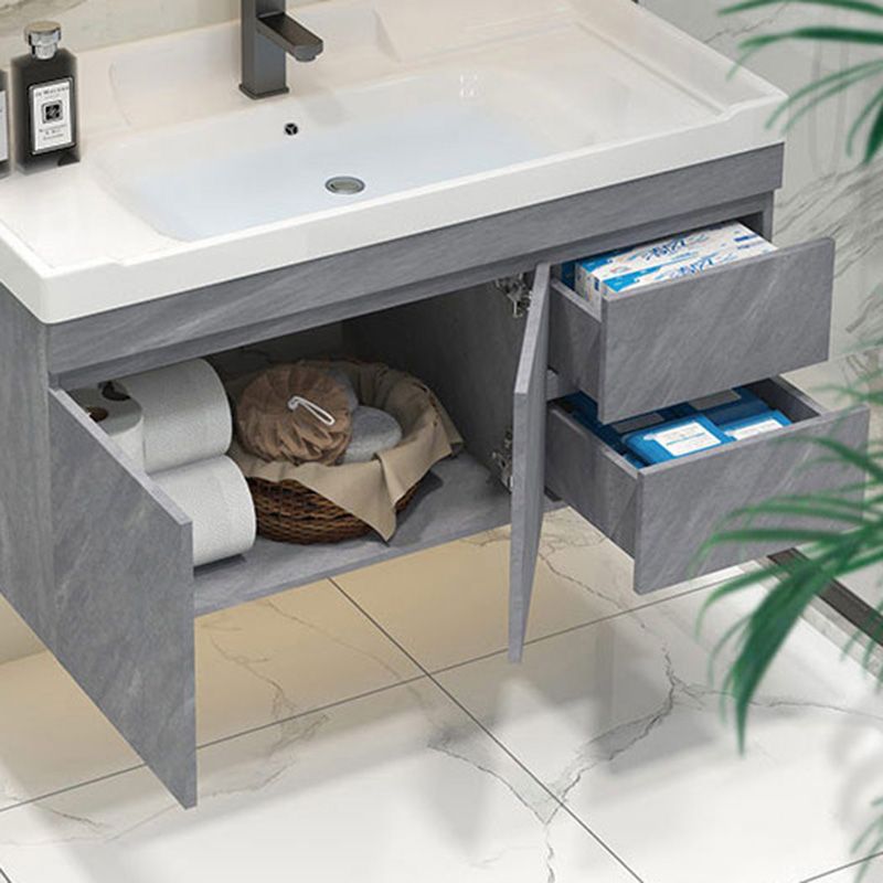 Modern Bathroom Sink Vanity Open Shelf Wall-Mounted Ceramic Top Clearhalo 'Bathroom Remodel & Bathroom Fixtures' 'Bathroom Vanities' 'bathroom_vanities' 'Home Improvement' 'home_improvement' 'home_improvement_bathroom_vanities' 1200x1200_fd026a17-24c2-4834-a0f0-a0de5cf3a13d