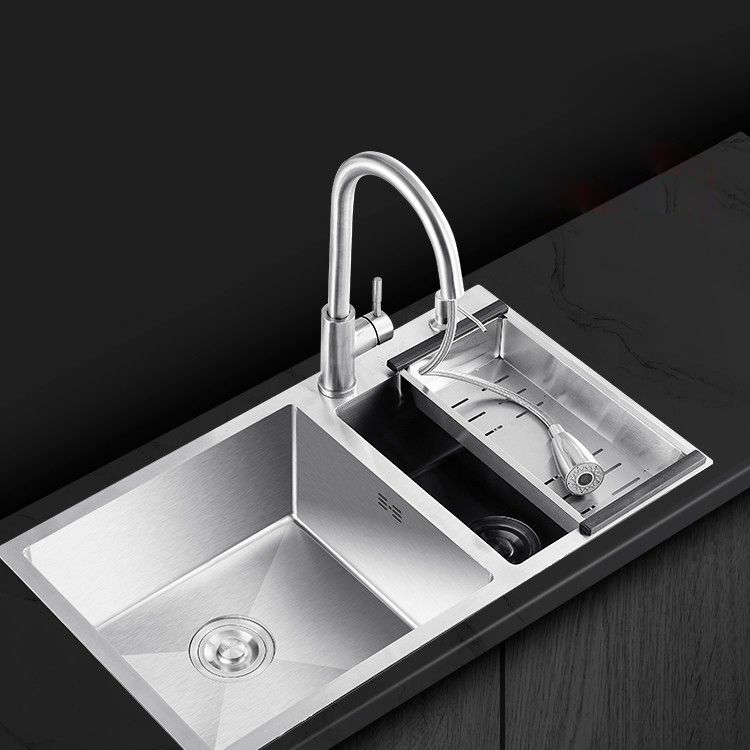Modern Style Kitchen Sink Overflow Hole Design Scratch Resistant Kitchen Sink Clearhalo 'Home Improvement' 'home_improvement' 'home_improvement_kitchen_sinks' 'Kitchen Remodel & Kitchen Fixtures' 'Kitchen Sinks & Faucet Components' 'Kitchen Sinks' 'kitchen_sinks' 1200x1200_fd2d90d7-a725-4820-b1a2-f6dc2ad9a8db