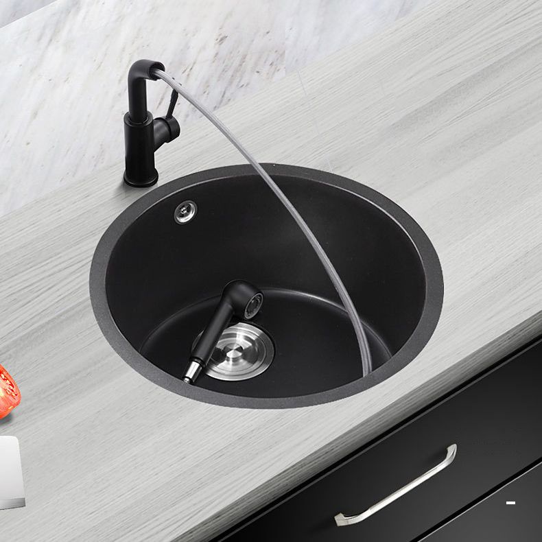 Quartz Kitchen Sink Round Single Bowl Kitchen Sink with Basket Strainer Clearhalo 'Home Improvement' 'home_improvement' 'home_improvement_kitchen_sinks' 'Kitchen Remodel & Kitchen Fixtures' 'Kitchen Sinks & Faucet Components' 'Kitchen Sinks' 'kitchen_sinks' 1200x1200_fd33ee55-7ca7-48c5-b393-2d775ba9a076