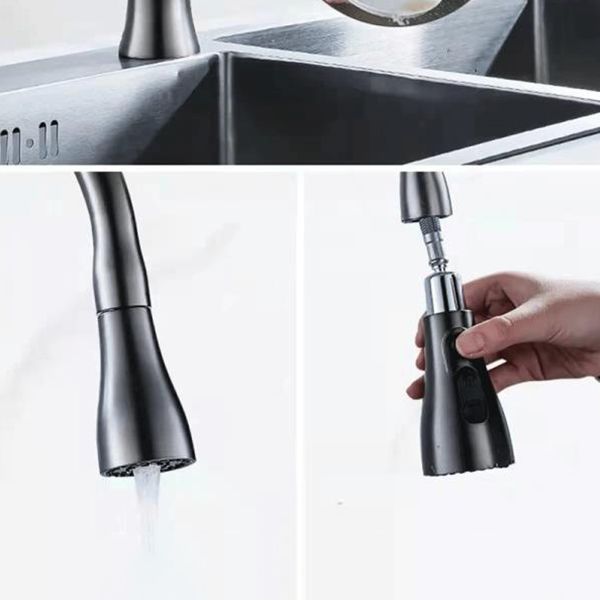 Contemporary Retractable Faucet Copper Single Handle High Arc Faucet for Kitchen Clearhalo 'Home Improvement' 'home_improvement' 'home_improvement_kitchen_faucets' 'Kitchen Faucets' 'Kitchen Remodel & Kitchen Fixtures' 'Kitchen Sinks & Faucet Components' 'kitchen_faucets' 1200x1200_fd36daa4-0f9d-471b-91c3-40811ba83991