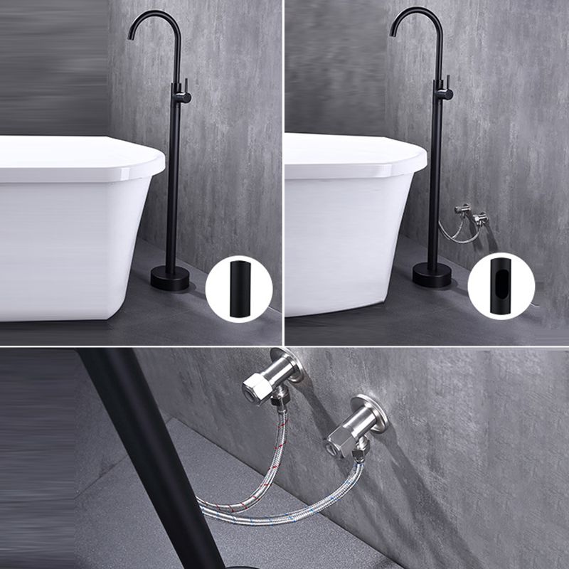 Floor Mounted Metal Freestanding Tub Filler High Arc Freestanding Faucet Clearhalo 'Bathroom Remodel & Bathroom Fixtures' 'Bathtub Faucets' 'bathtub_faucets' 'Home Improvement' 'home_improvement' 'home_improvement_bathtub_faucets' 1200x1200_fd55dd47-f791-4cb1-9d4c-b04fe902ca1f