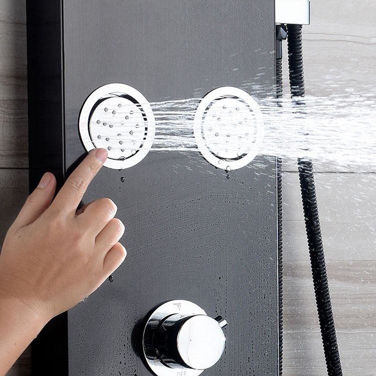 Modern Shower System Massage Jets Knob Hand Shower Ceiling Mounted Shower Trim Clearhalo 'Bathroom Remodel & Bathroom Fixtures' 'Home Improvement' 'home_improvement' 'home_improvement_shower_faucets' 'Shower Faucets & Systems' 'shower_faucets' 'Showers & Bathtubs Plumbing' 'Showers & Bathtubs' 1200x1200_fd56283a-f1dd-4271-b6aa-358e575bacd8