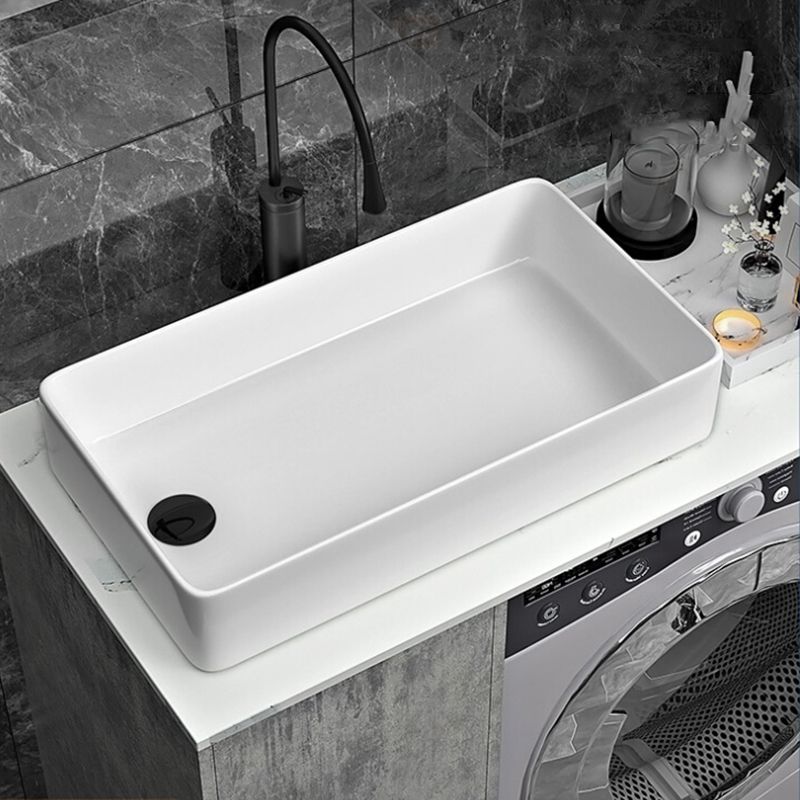 Contemporary Bathroom Sink Porcelain Rectangular Vessel with Pop-Up Drain Clearhalo 'Bathroom Remodel & Bathroom Fixtures' 'Bathroom Sinks & Faucet Components' 'Bathroom Sinks' 'bathroom_sink' 'Home Improvement' 'home_improvement' 'home_improvement_bathroom_sink' 1200x1200_fd6102b4-67a4-40ae-8fd1-bd005d62a4a8