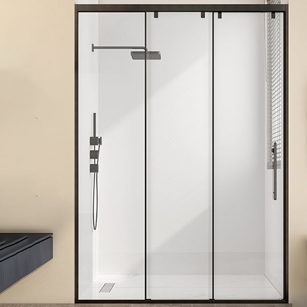 Single Sliding Frame Shower Bath Door Black Clear Shower Doors Clearhalo 'Bathroom Remodel & Bathroom Fixtures' 'Home Improvement' 'home_improvement' 'home_improvement_shower_tub_doors' 'Shower and Tub Doors' 'shower_tub_doors' 'Showers & Bathtubs' 1200x1200_fd7c1315-6c30-43cf-b3a6-98e65b103837