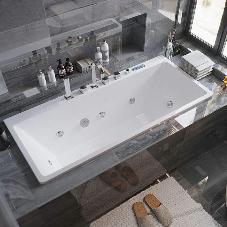 Drop in Rectangular Bath Acrylic White Jets Included Modern Bathtub Clearhalo 'Bathroom Remodel & Bathroom Fixtures' 'Bathtubs' 'Home Improvement' 'home_improvement' 'home_improvement_bathtubs' 'Showers & Bathtubs' 1200x1200_fd943d81-495b-4ed8-a41e-9253d97f0dfe