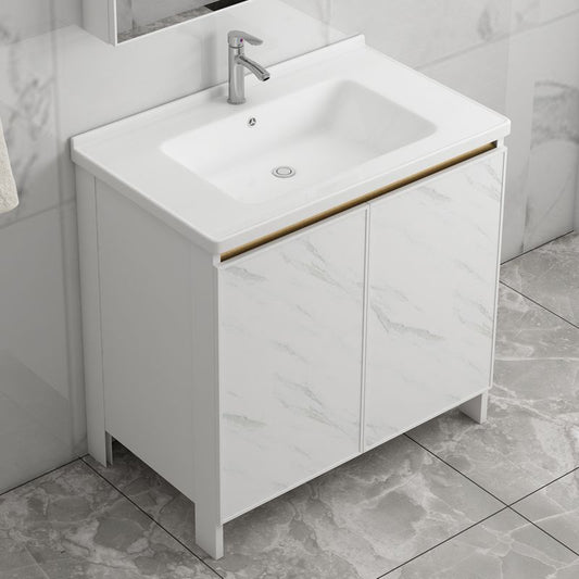 Free Standing Vanity Set White Drawer Faucet Ceramic Sink Vanity Set with Mirror Clearhalo 'Bathroom Remodel & Bathroom Fixtures' 'Bathroom Vanities' 'bathroom_vanities' 'Home Improvement' 'home_improvement' 'home_improvement_bathroom_vanities' 1200x1200_fdb6b4b5-de19-4dae-914a-e9ab201b2199