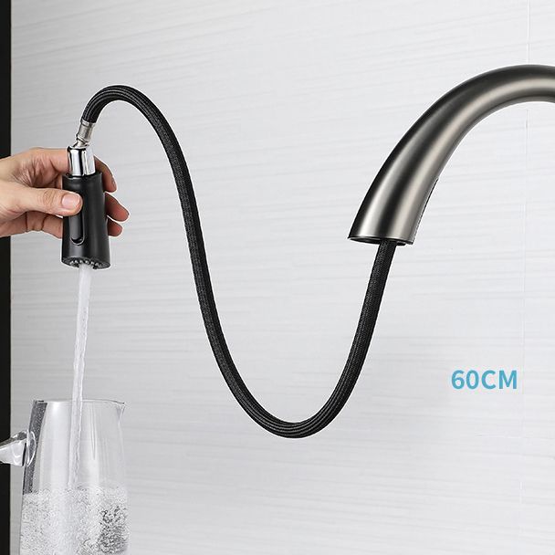 Contemporary Pull Down Kitchen Standard Faucet Single Handle Faucet with Pull Out Sprayer Clearhalo 'Home Improvement' 'home_improvement' 'home_improvement_kitchen_faucets' 'Kitchen Faucets' 'Kitchen Remodel & Kitchen Fixtures' 'Kitchen Sinks & Faucet Components' 'kitchen_faucets' 1200x1200_fdbd45e6-a1f6-4f79-9890-c77f386d2402