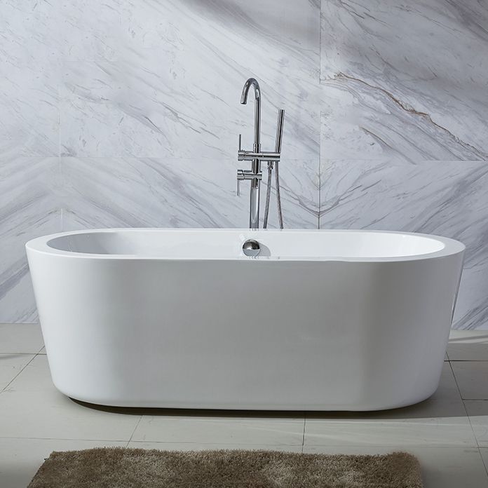 Modern Oval Stand Alone Bath Back to Wall Acrylic Soaking Bathtub Clearhalo 'Bathroom Remodel & Bathroom Fixtures' 'Bathtubs' 'Home Improvement' 'home_improvement' 'home_improvement_bathtubs' 'Showers & Bathtubs' 1200x1200_fdc53814-eff6-46de-bd49-f48ed56aea11